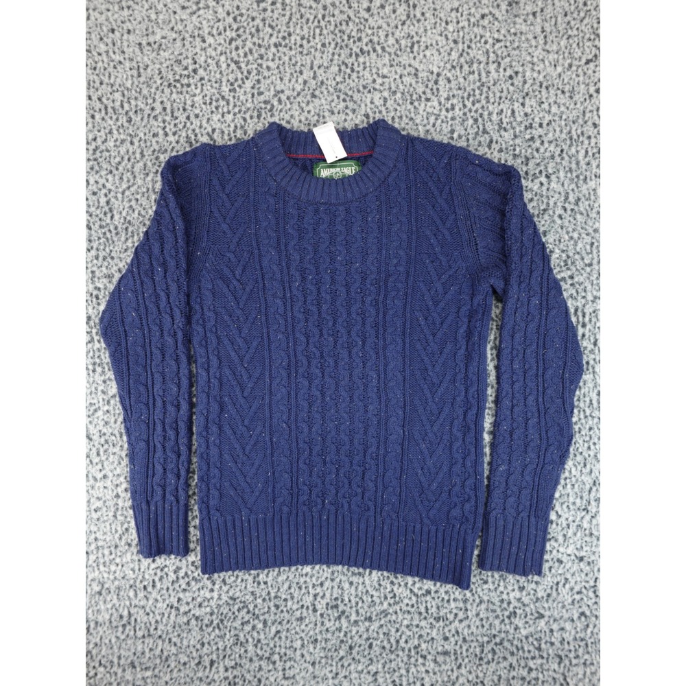American Eagle Mens Cable Knit Sweater Navy Blue Speckled‎ Pullover Small NEW
